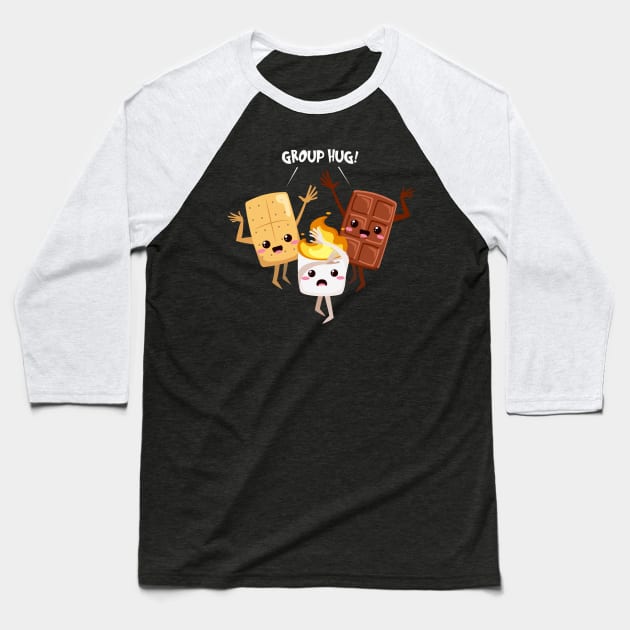 Funny Kawaii S'Mores Group Hug Baseball T-Shirt by DanielLiamGill